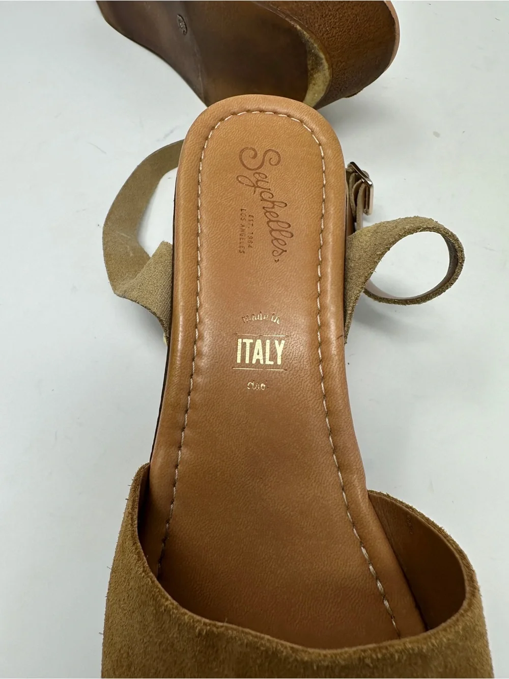 Seychelles Paddle Suede Wedge Sandal Size 8.5 Brown Italian